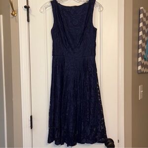 Chic Navy Lace Wedding Dress